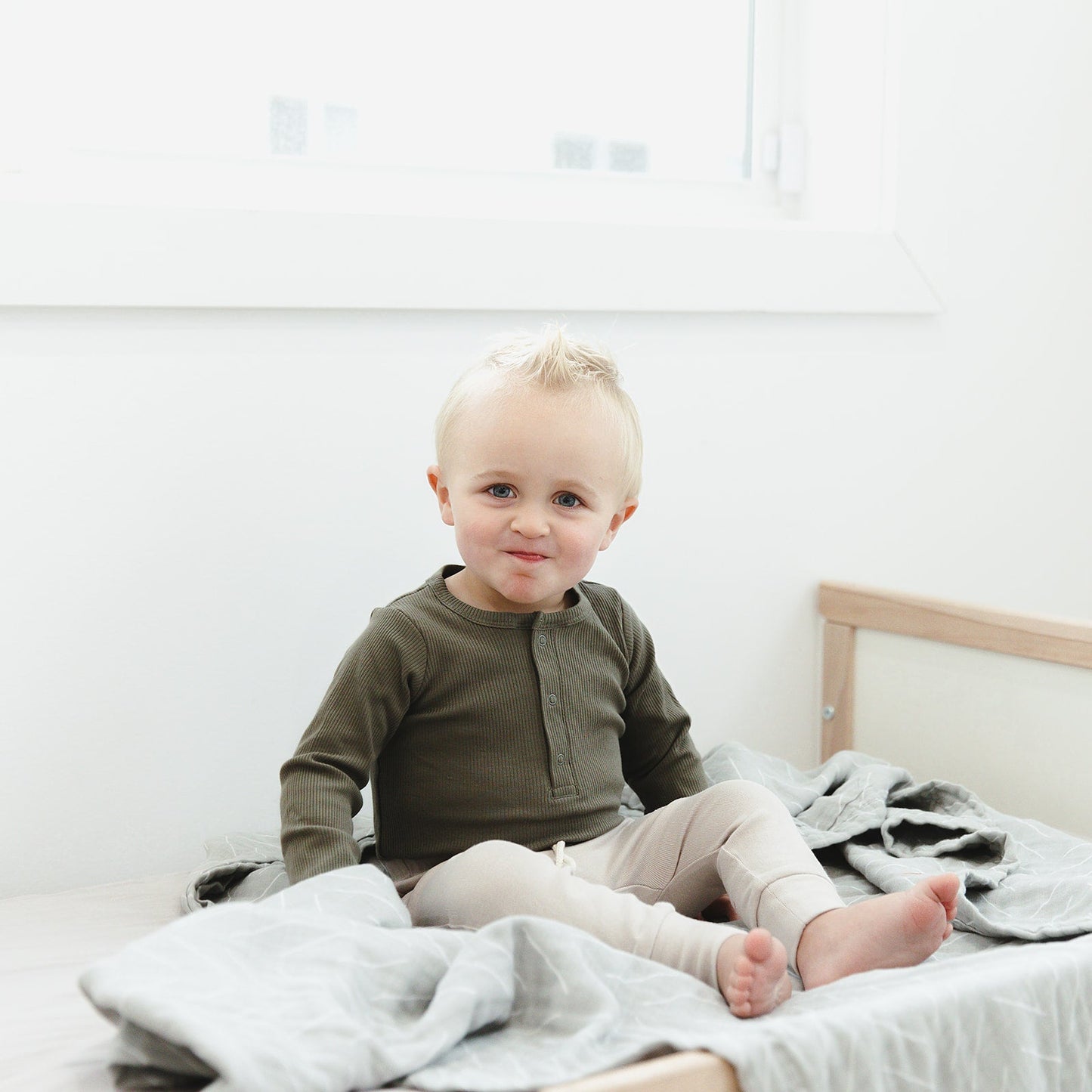 Green Organic Snap Long Sleeve Ribbed Bodysuit