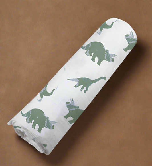 Granite Green Dinosaurs Cotton Swaddle