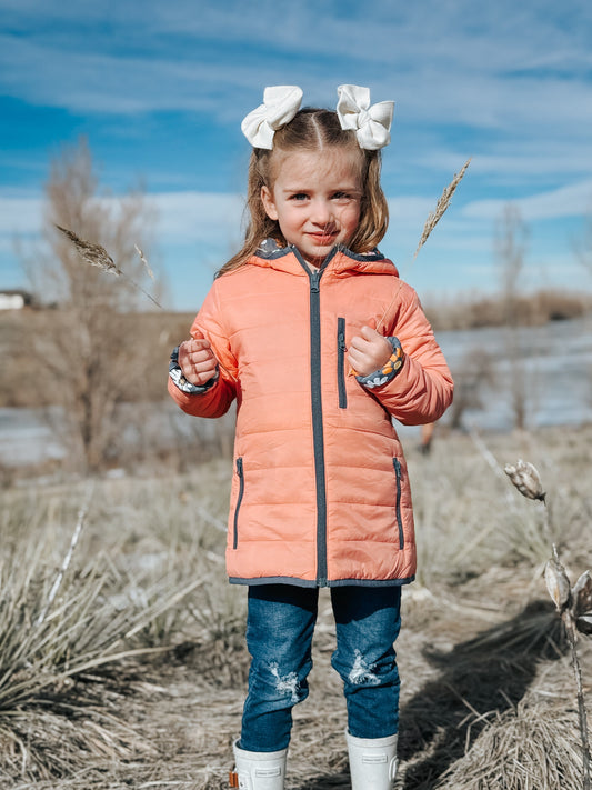 Reversible Flowers and Pink Lightweight Puffy Jacket