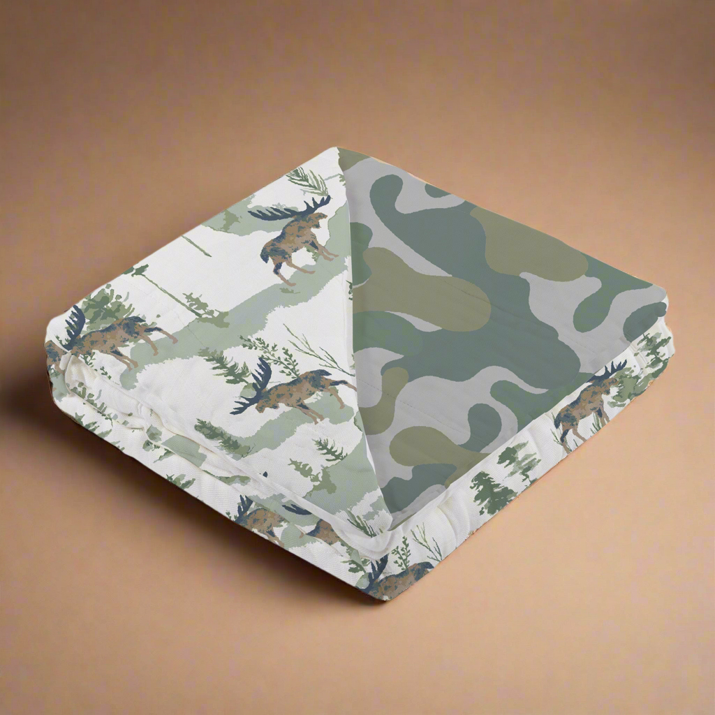 Mountain Moose and Hunter's Camo Blanket