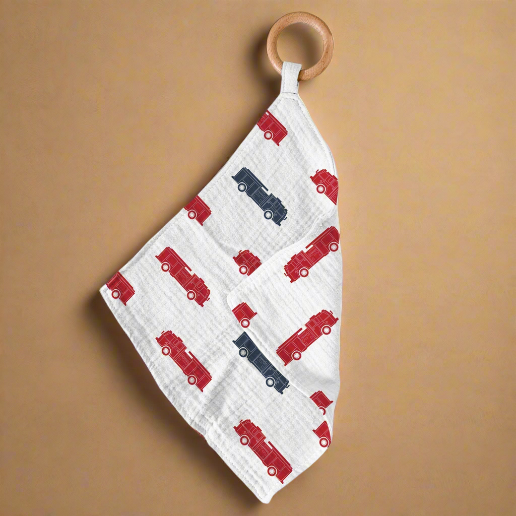 Blue and Red Fire Trucks Teether