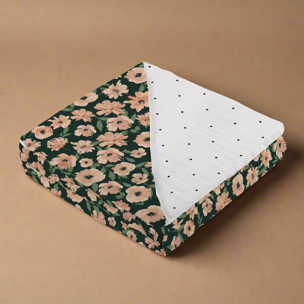 Canyon Sunset Flowers and White Polka Dot Blanket