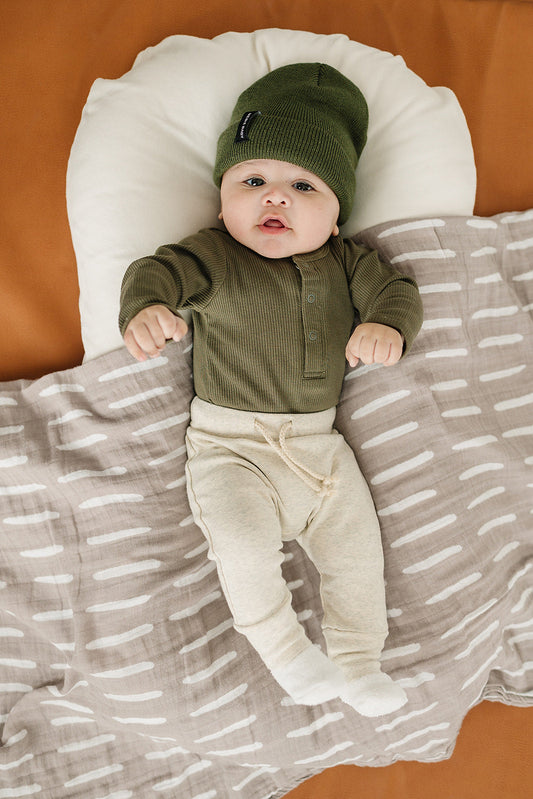 Green Organic Snap Long Sleeve Ribbed Bodysuit