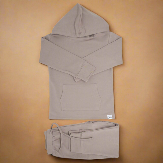 Taupe Hooded Jogger Set