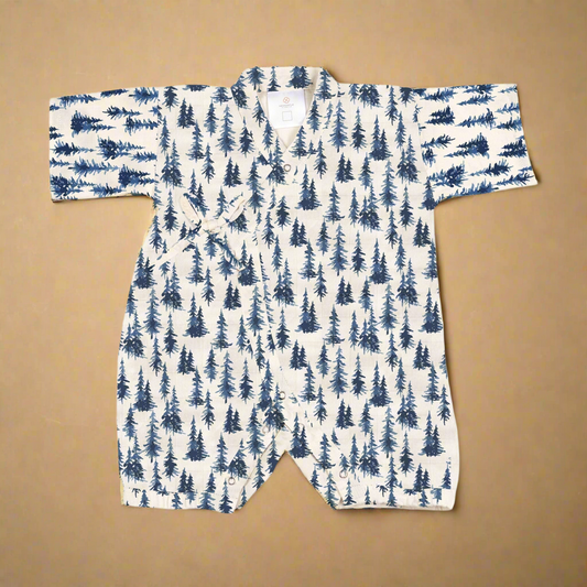 Indigo Forest Bamboo Mini Kimono Jumpsuit
