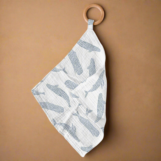 Blue Shadow Whales Bamboo Teether