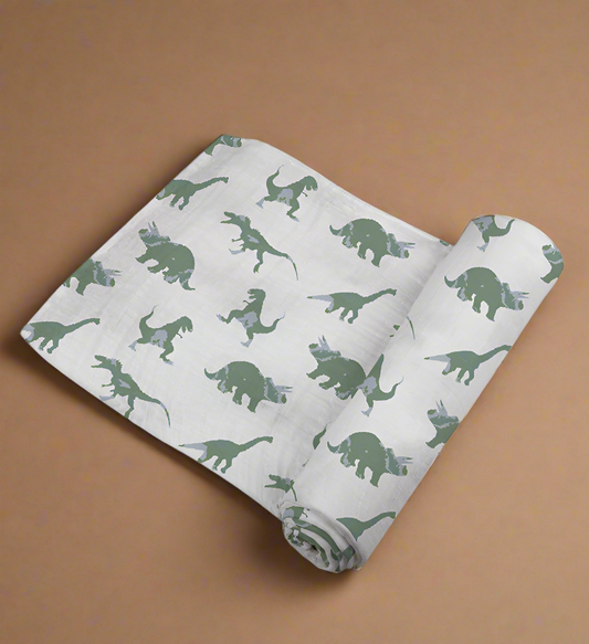 Granite Green Dinosaurs Cotton Swaddle