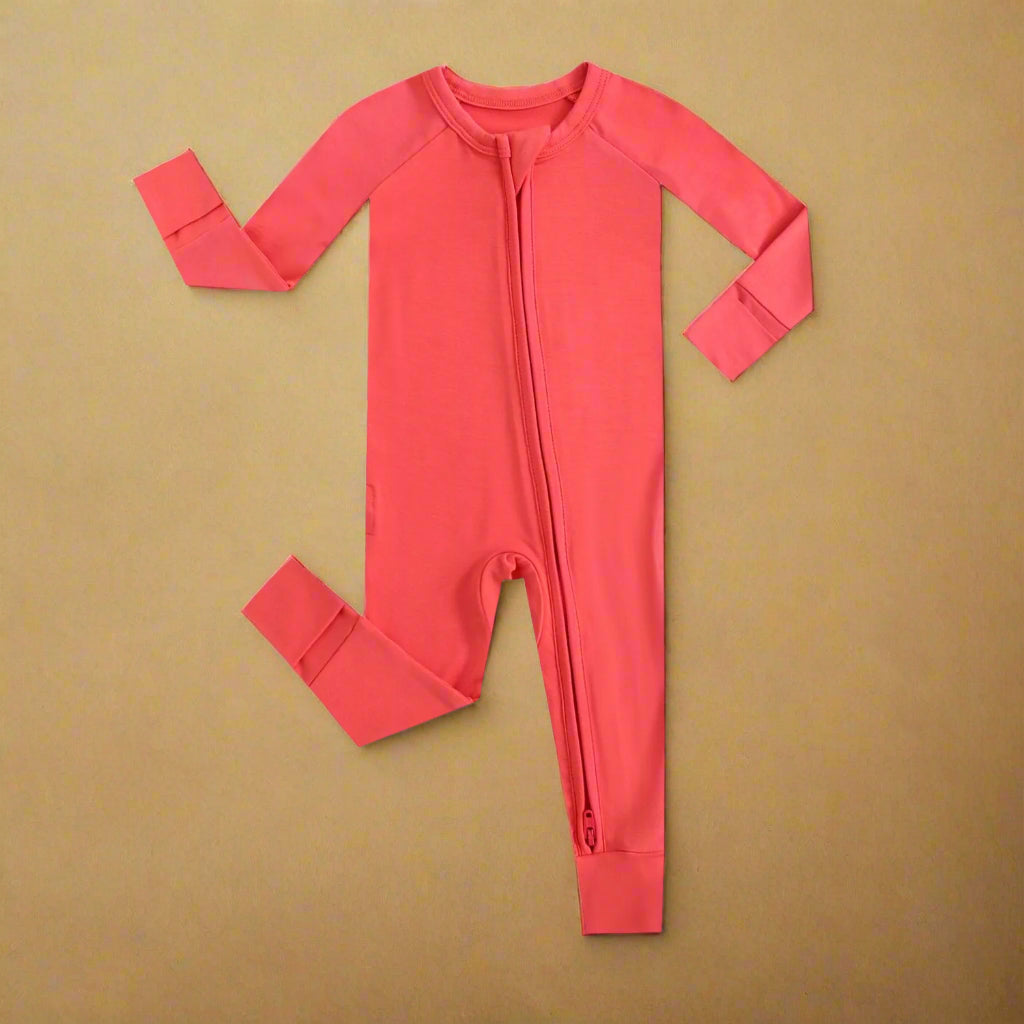 Berry Red Zippered Baby Romper