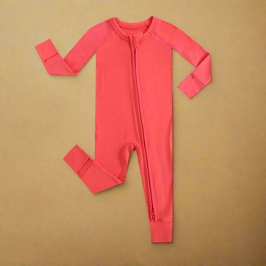 Berry Red Zippered Baby Romper
