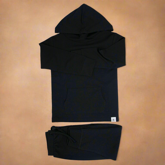 Blazing Black Hooded Jogger Set