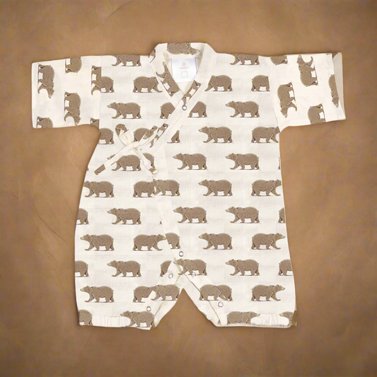 Goodnight Bear Bamboo Mini Kimono Jumpsuit
