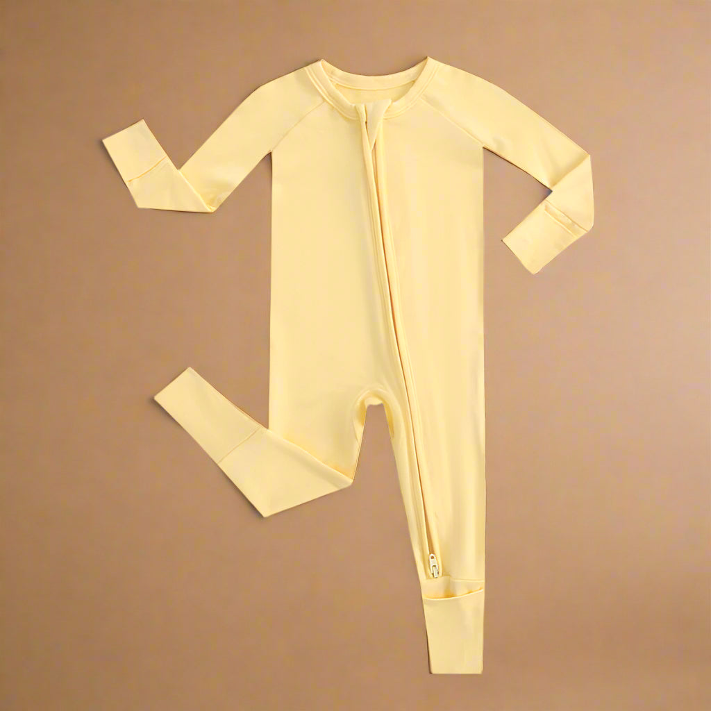 Happy Yellow Zippered Baby Romper
