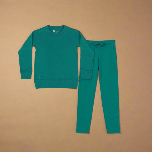 Kids Crew and Jogger Set – 100% Merino Wool – Unisex Mid Layer