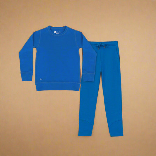 Kids Crew and Jogger Set – 100% Merino Wool – Unisex Mid Layer