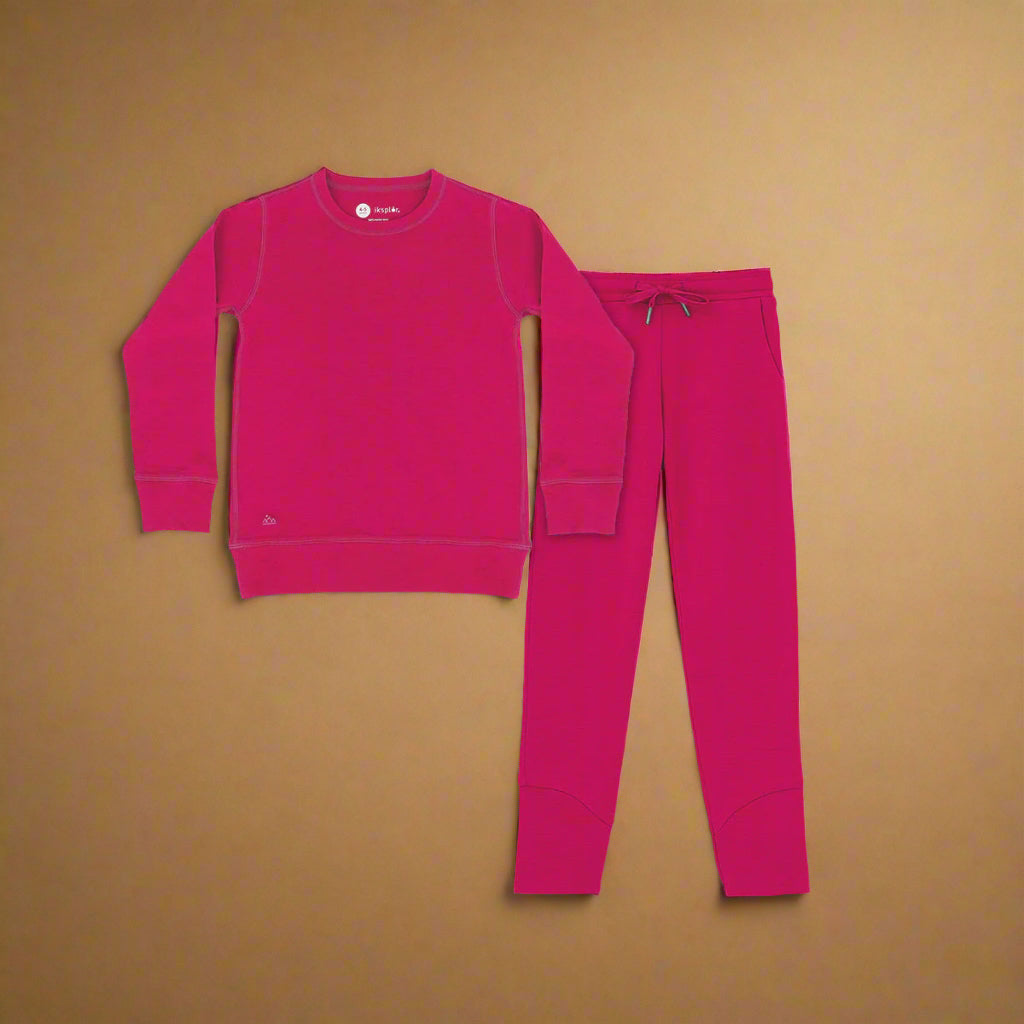 Kids Crew and Jogger Set – 100% Merino Wool – Unisex Mid Layer