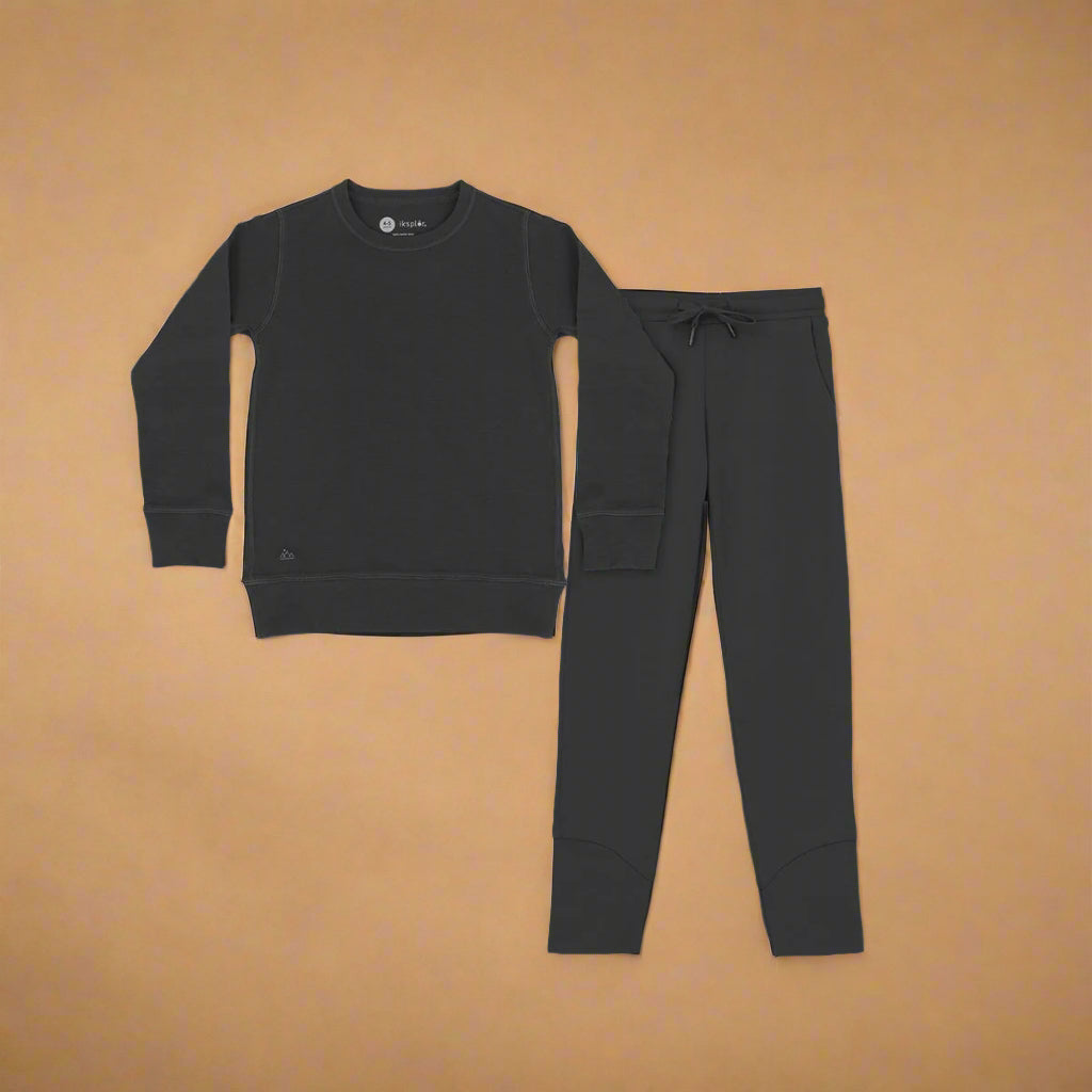 Kids Crew and Jogger Set – 100% Merino Wool – Unisex Mid Layer
