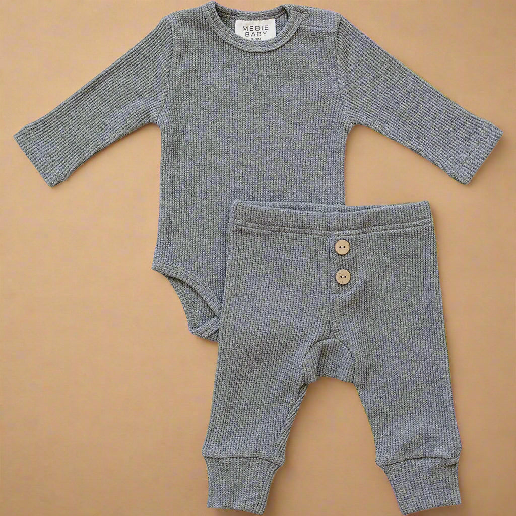 Charcoal Bodysuit Waffle Set