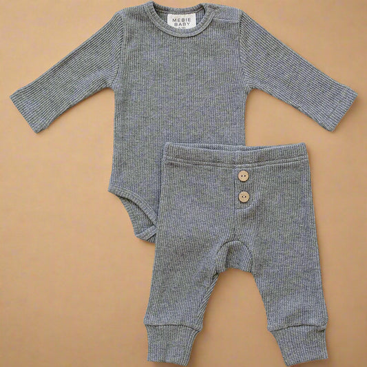 Charcoal Bodysuit Waffle Set