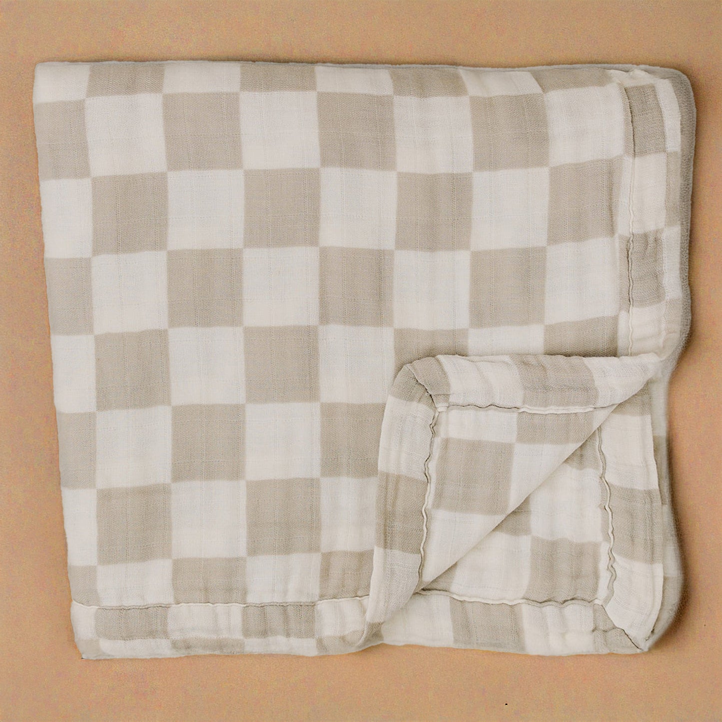Taupe Checkered Muslin Quilt