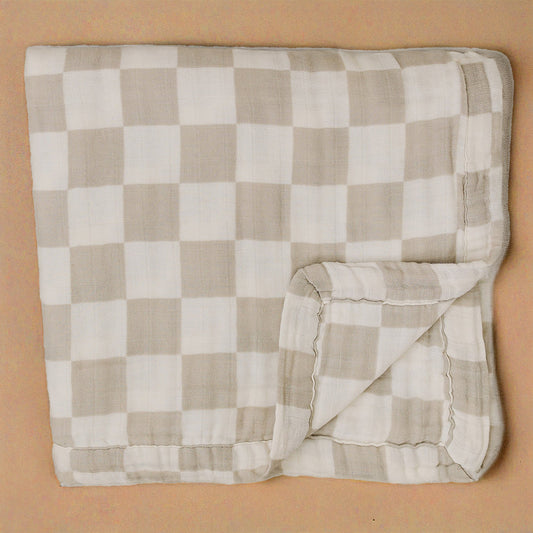 Taupe Checkered Muslin Quilt