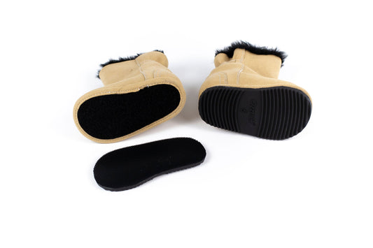 Taupe Boot Top with Black Faux-Fur Lining