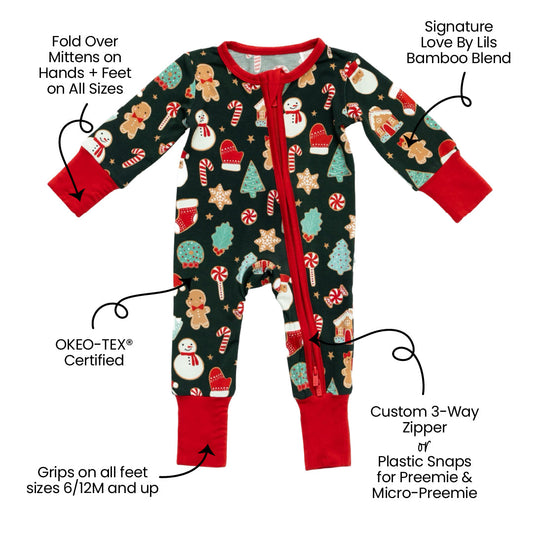 Scarlett Christmas Cookies Bamboo Convertible Footie