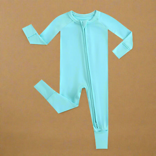 Tranquil Turquoise Zippered Baby Romper