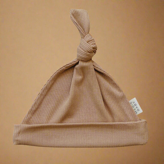 Carmel Ribbed Bamboo Newborn Knot Hat