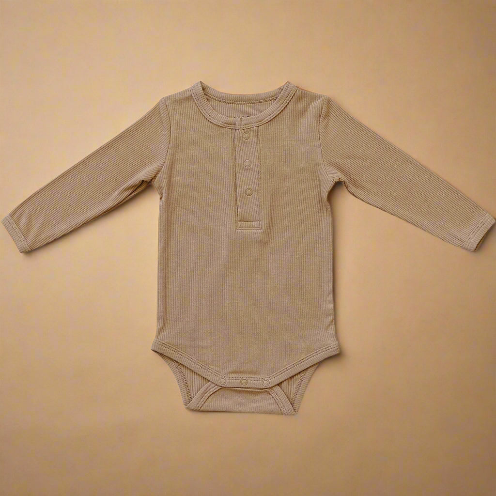 Carmel Bamboo Snap Long Sleeve Ribbed Bodysuit
