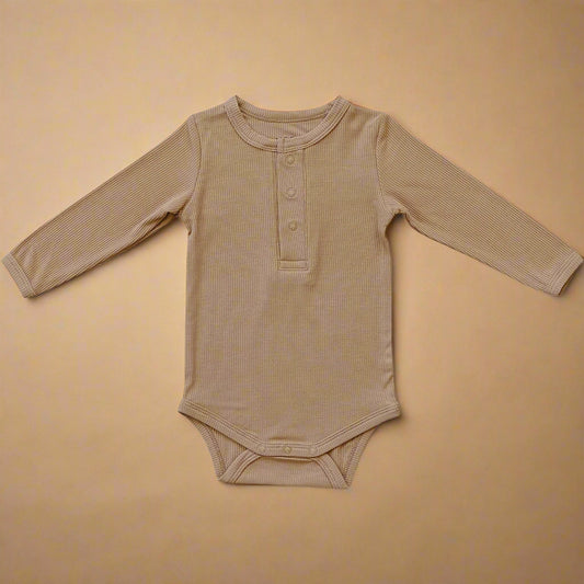 Carmel Bamboo Snap Long Sleeve Ribbed Bodysuit