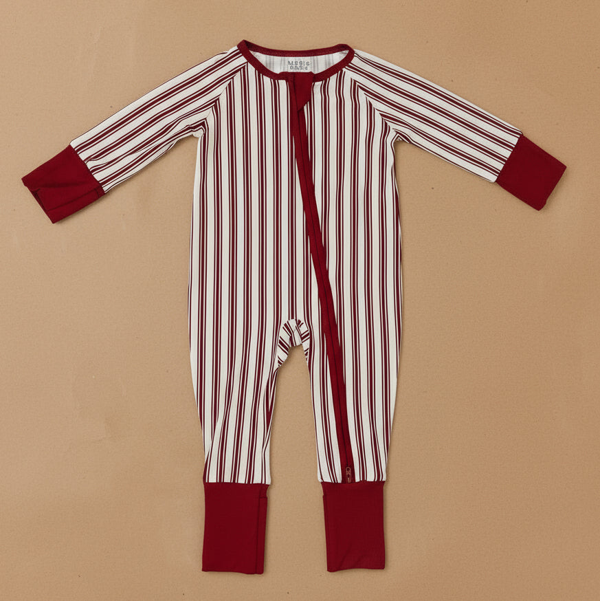 Red Stripes Bamboo Zipper
