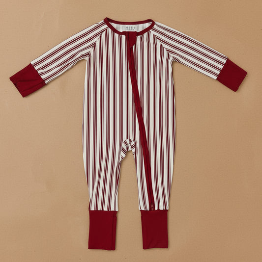 Red Stripes Bamboo Zipper