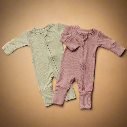 Solid Ribbed Bamboo Zippy Romper