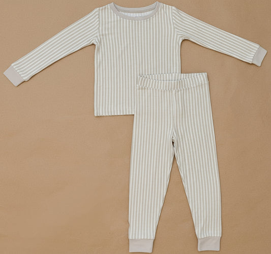 Taupe Stripe Ribbed Bamboo Cozy Set
