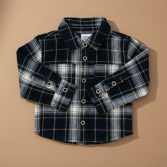 Navy Plaid Button Up Shirt