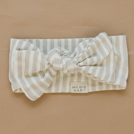 Taupe Stripe Ribbed Bamboo Head Wrap