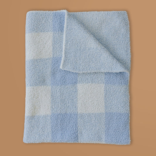 Light Blue Plaid Plush Blanket