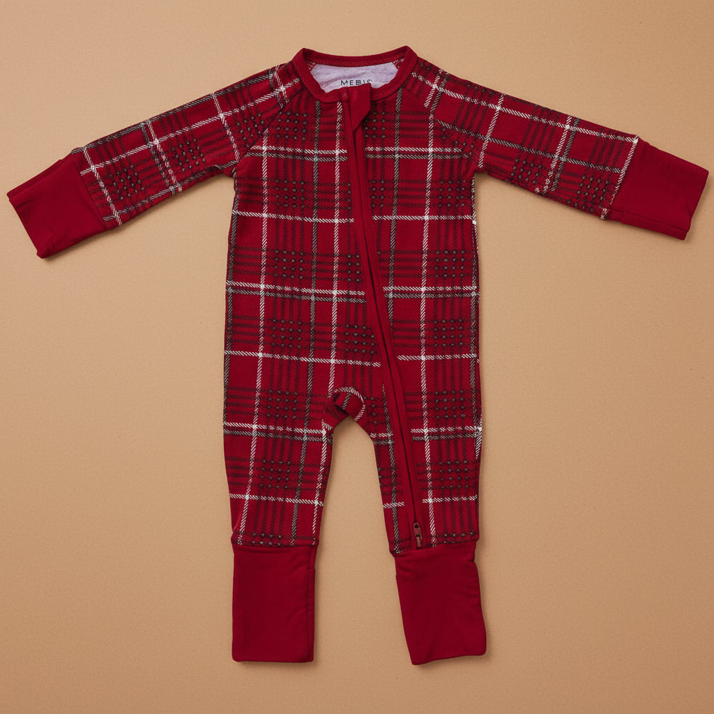 Red Plaid Bamboo Zipper