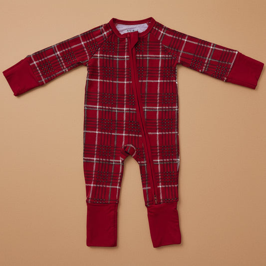 Red Plaid Bamboo Zipper