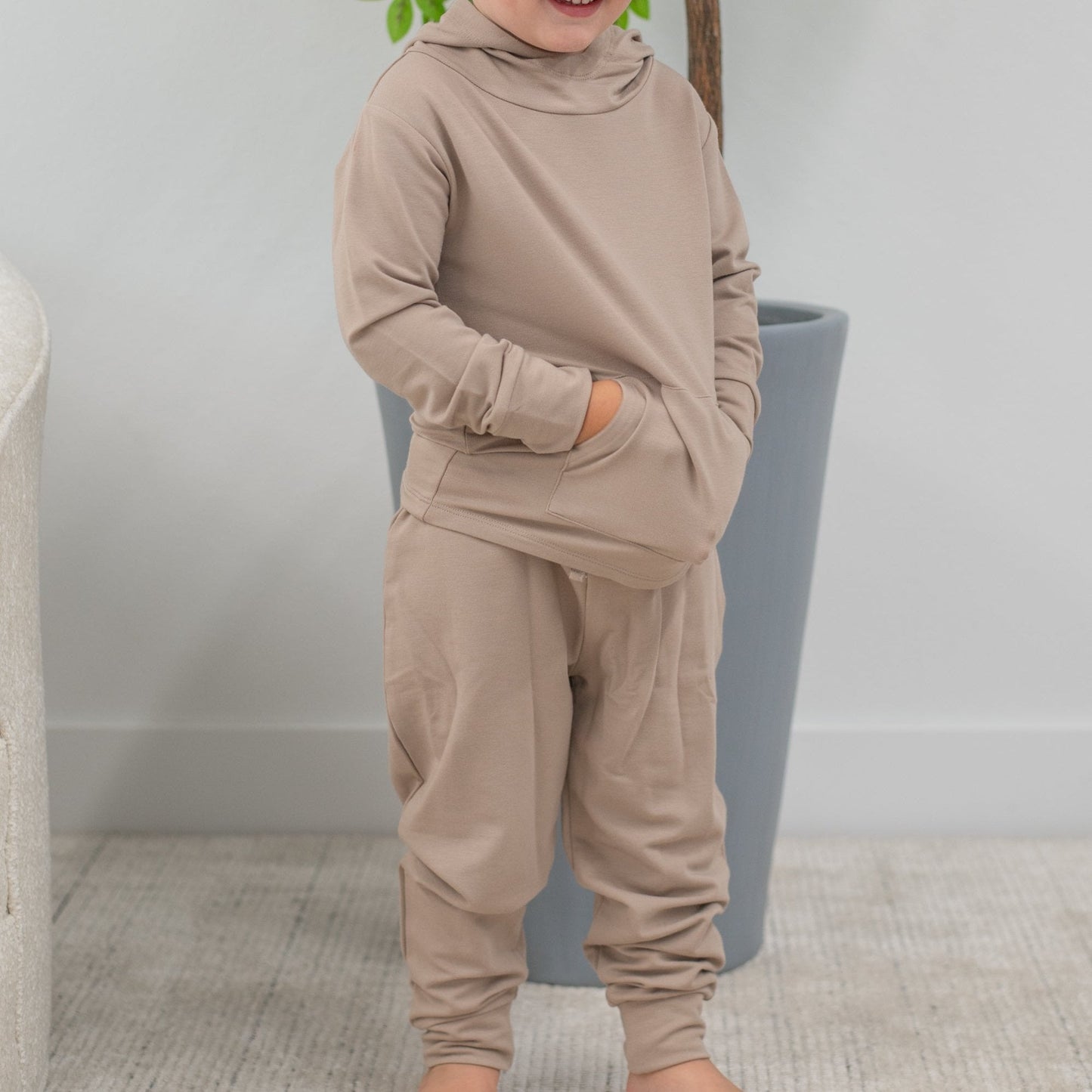 Taupe Hooded Jogger Set
