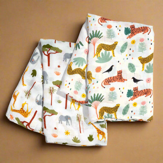Jungle & Savanna Swaddle 2-Pack