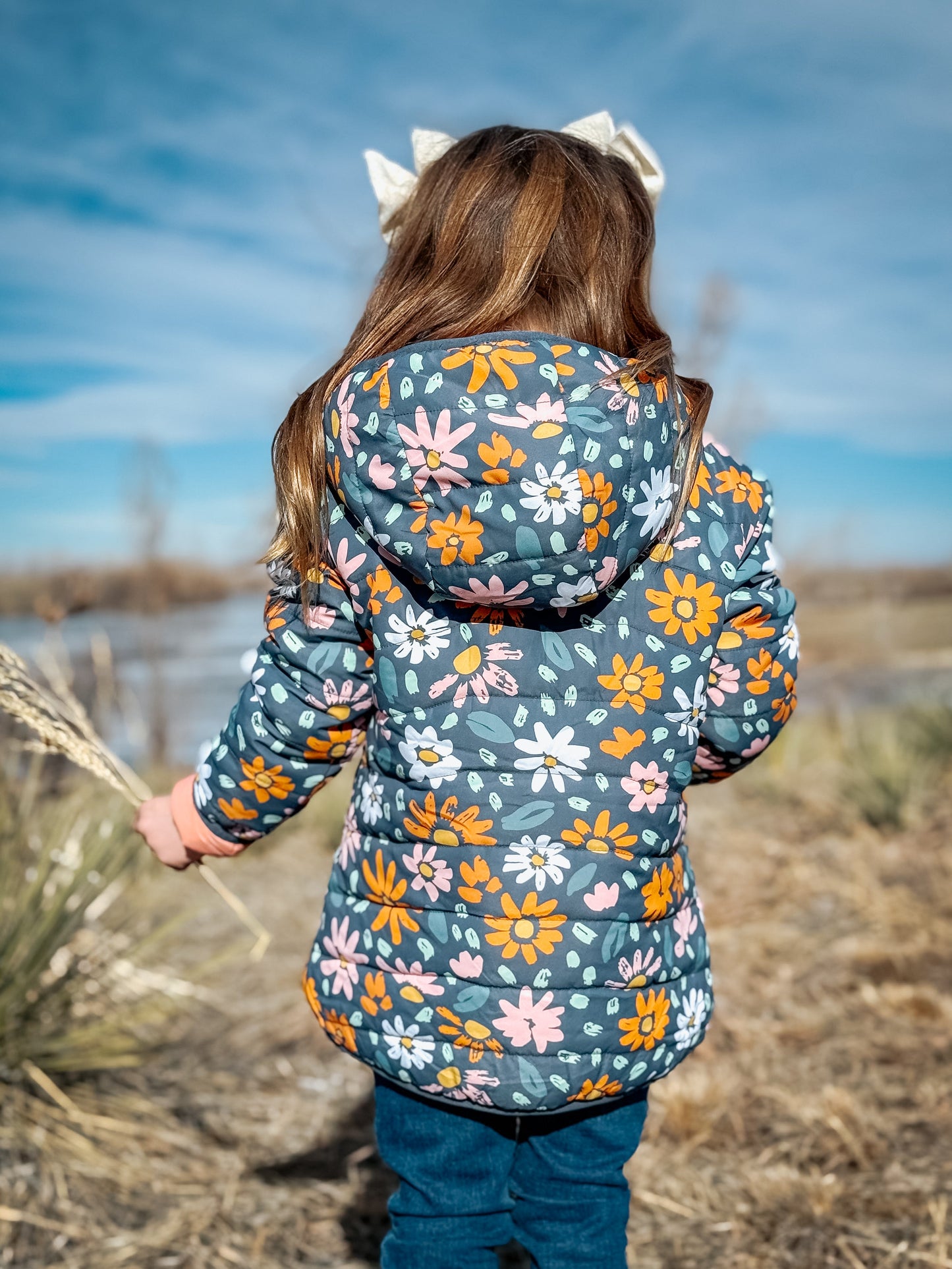 Reversible Flowers and Pink Lightweight Puffy Jacket