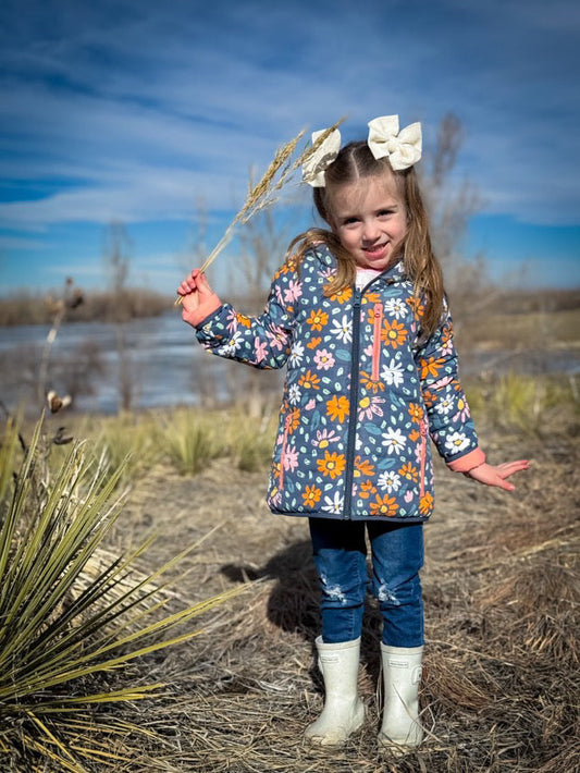 Reversible Flowers and Pink Lightweight Puffy Jacket