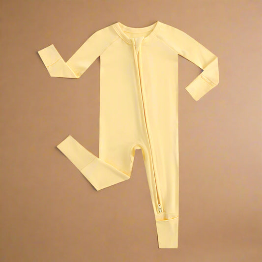 Happy Yellow Zippered Baby Romper