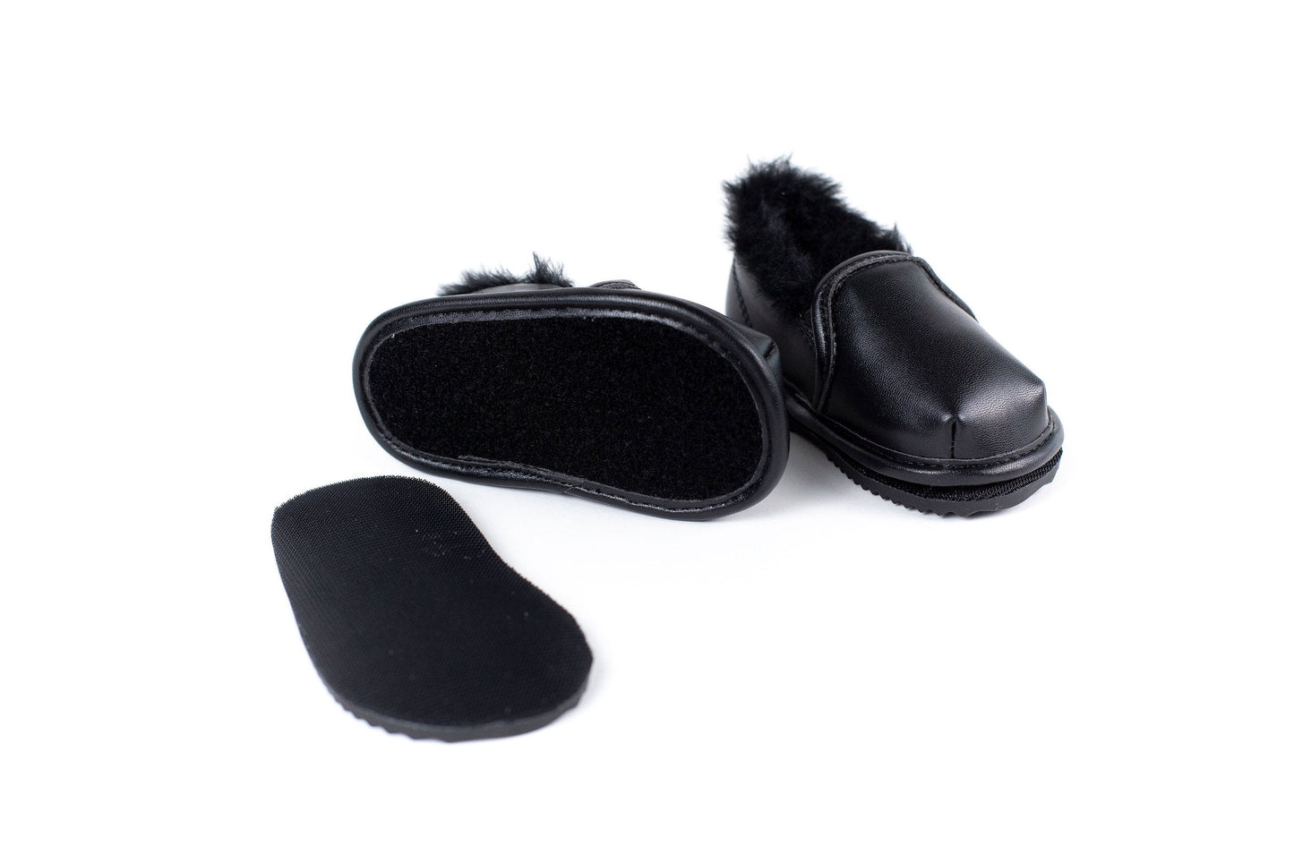 Black Slip-On Shoe Top with Faux-Fur Lining