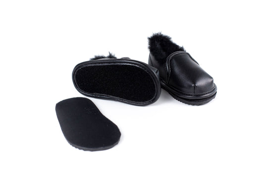 Black Slip-On Shoe Top with Faux-Fur Lining