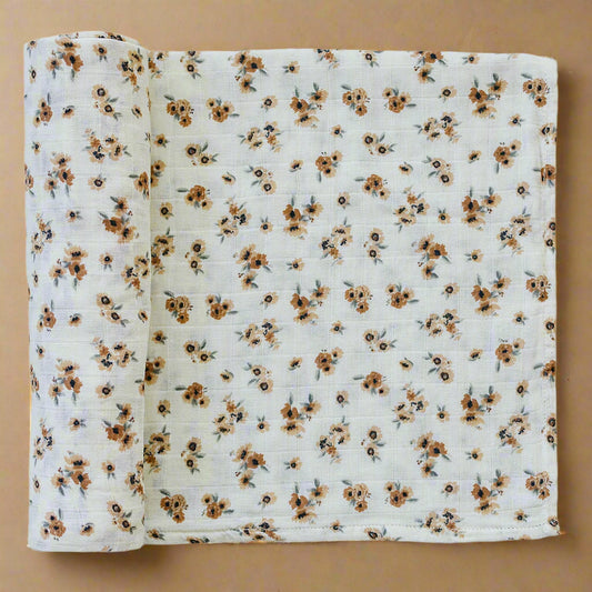 Autumn Bloom Muslin Swaddle Blanket