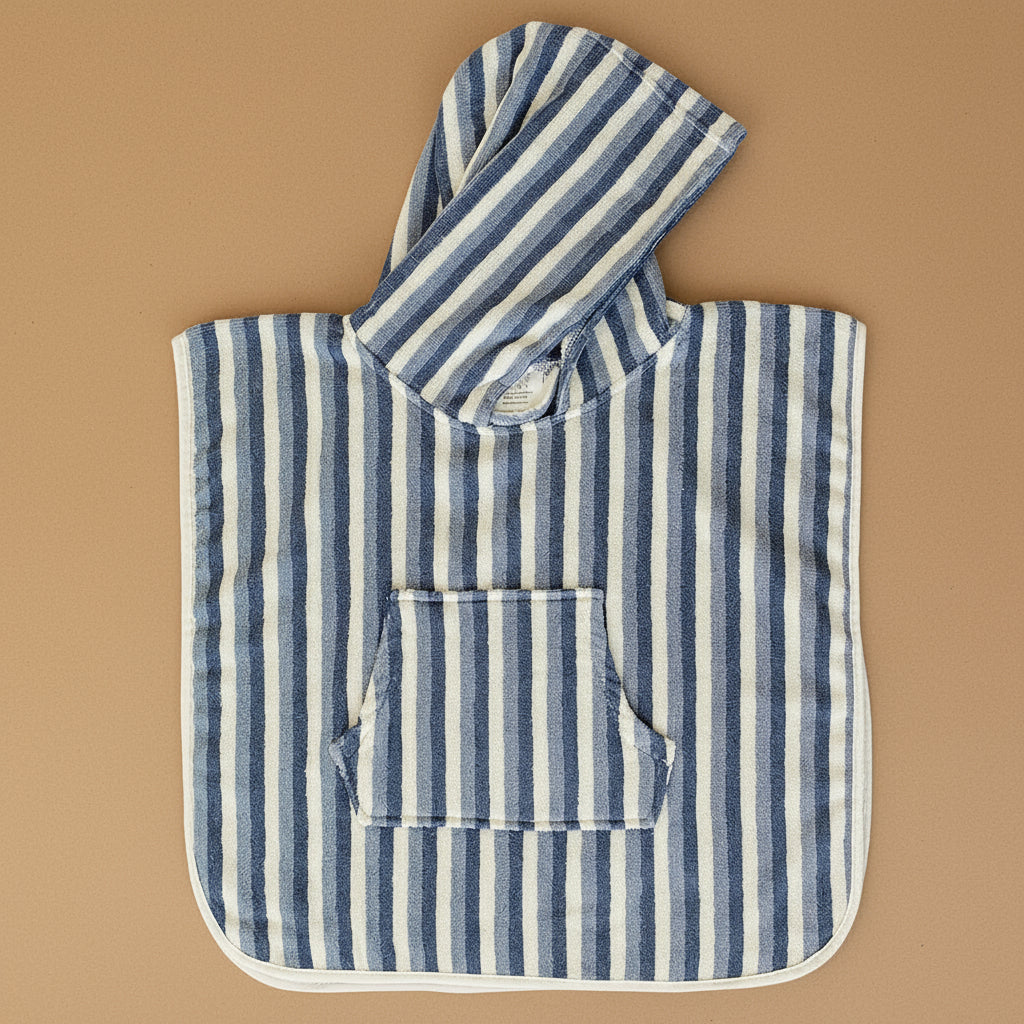 Blue Stripe Organic Cotton Beach Poncho