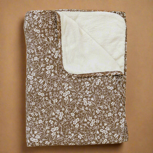 Brown Floral Bamboo Fleece Quilt